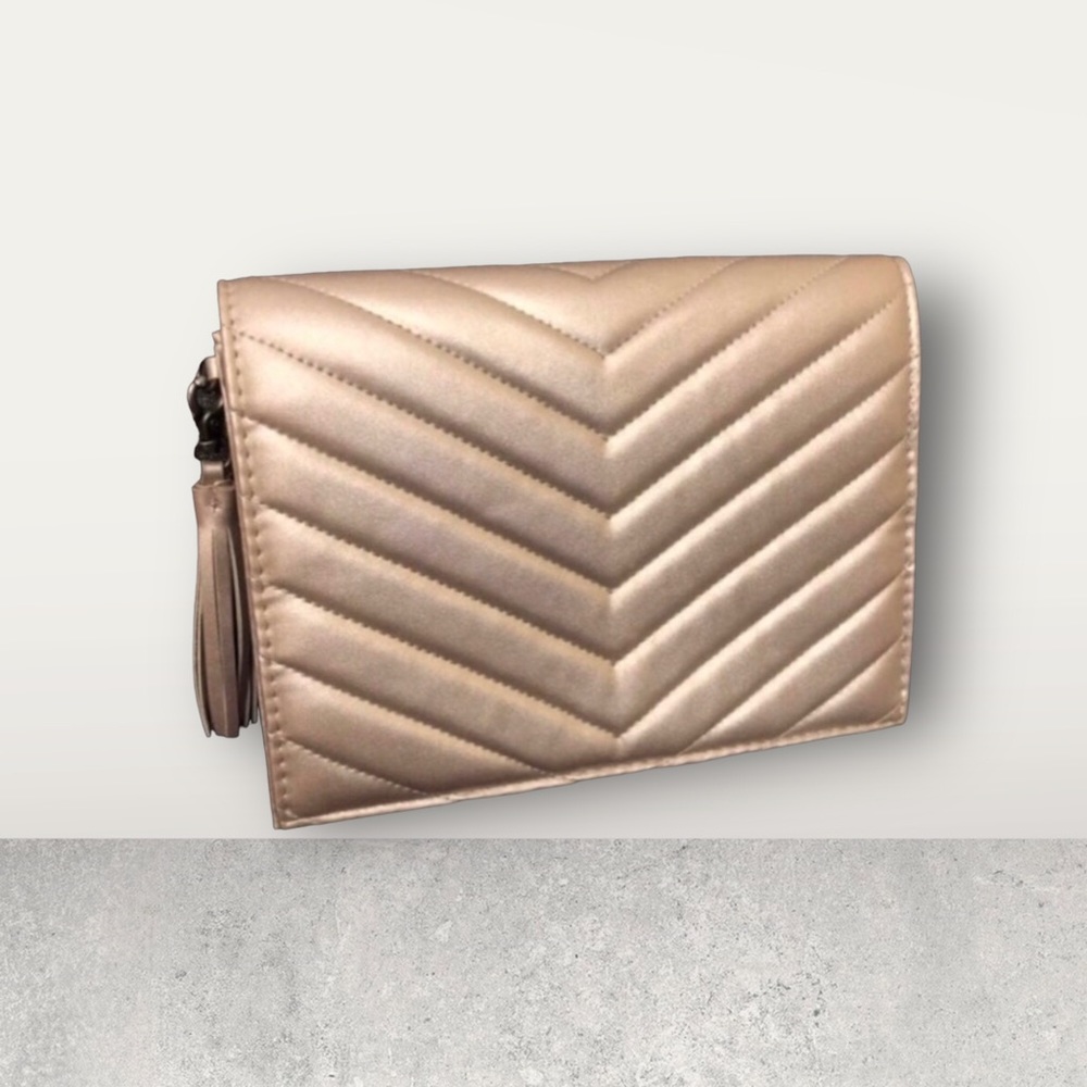 Neiman Marcus Faux Leather Metallic Clutch